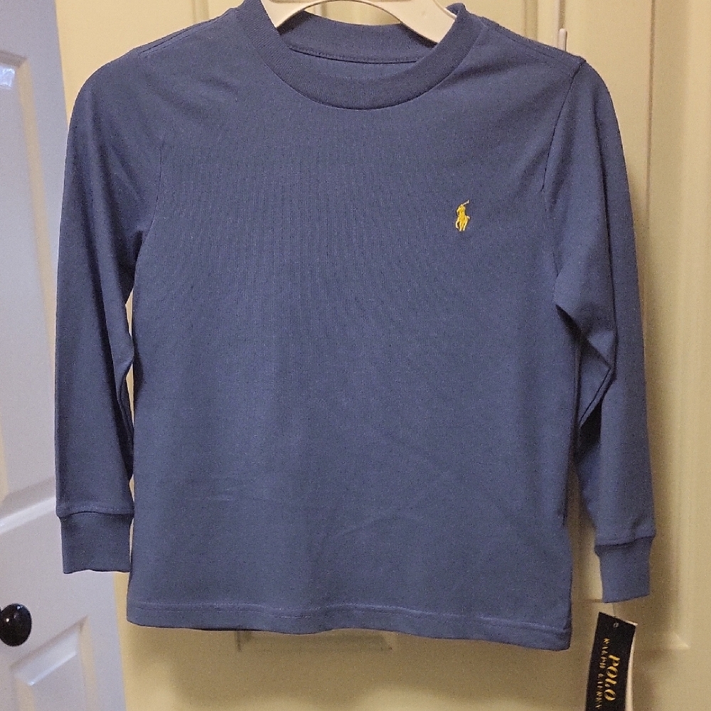 Polo by Ralph Lauren Blue Long Sleeve Tee with Embroidered Logo